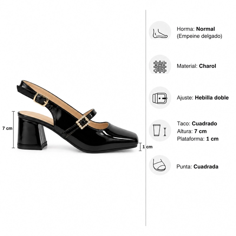 ZAPATO CHAROL MARY JANE TACON CUADRADO H2705 - 7
