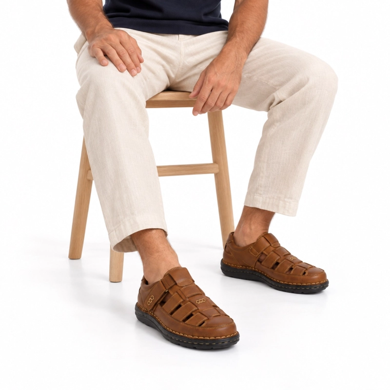 SANDALIA CUERO VELCRO PUNTA REDONDA D11 - 6
