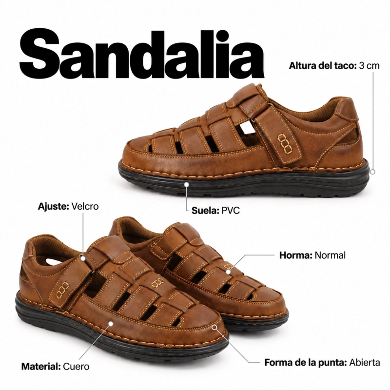SANDALIA CUERO VELCRO PUNTA REDONDA D11 - 7