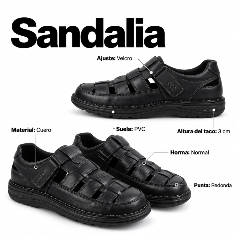SANDALIA CUERO VELCRO PUNTA REDONDA D11 - 7