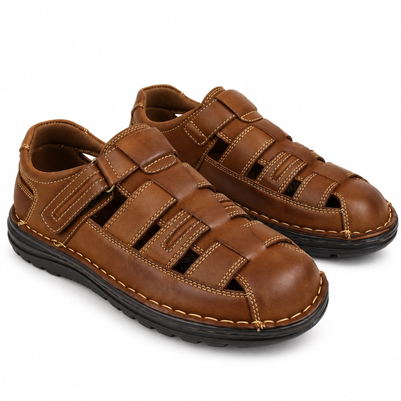SANDALIA DE CUERO AJUSTE VELCRO D10 - 2