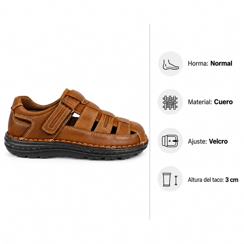 SANDALIA DE CUERO AJUSTE VELCRO D10 - 7