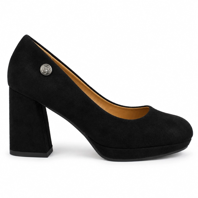 ZAPATO DE FORMAL GAMUZA TACO CUADRADO 8CM - 1