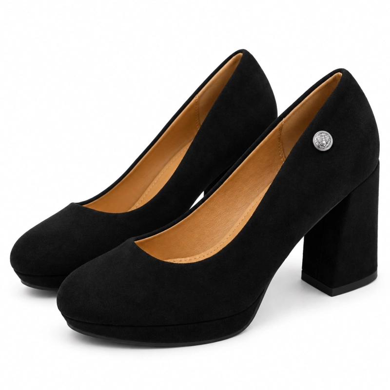 ZAPATO DE FORMAL GAMUZA TACO CUADRADO 8CM - 2