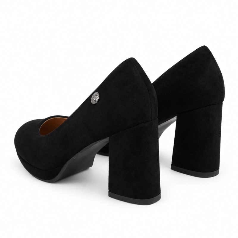 ZAPATO DE FORMAL GAMUZA TACO CUADRADO 8CM - 4