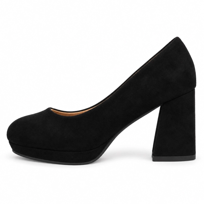 ZAPATO DE FORMAL GAMUZA TACO CUADRADO 8CM - 5