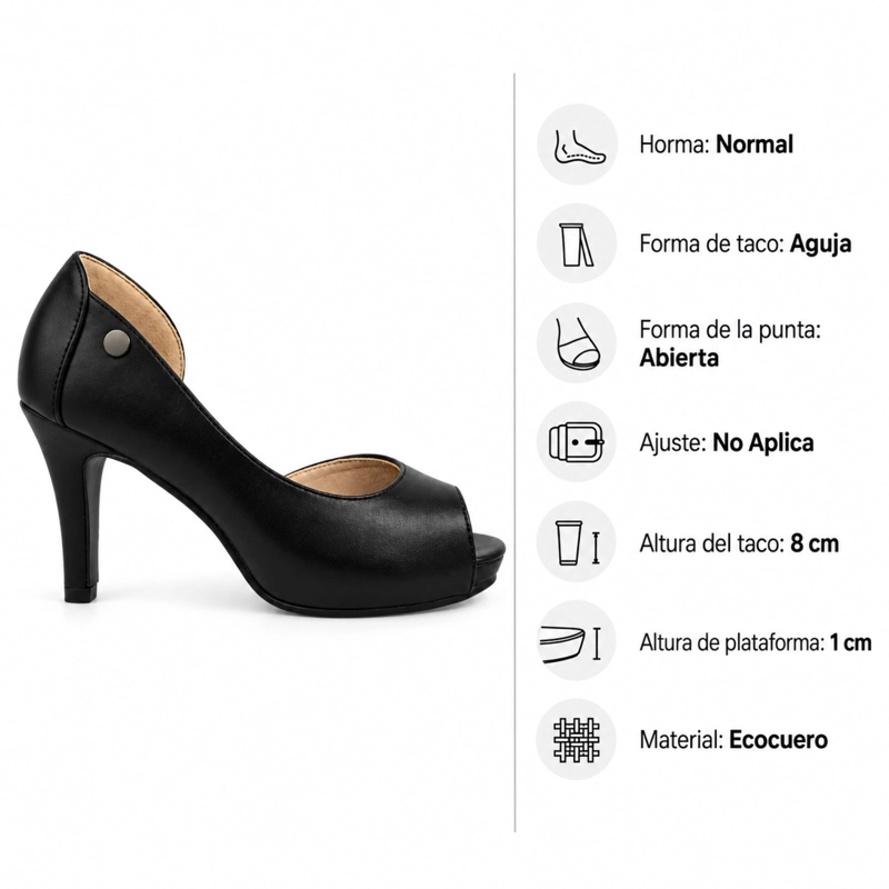 SANDALIA FORMAL ELEGANTE CASUAL TACON AGUJA 8CM - 7