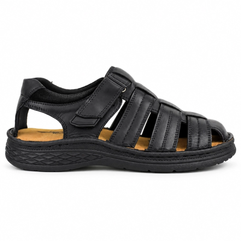 SANDALIA CUERO AJUSTE DE VELCRO - 1