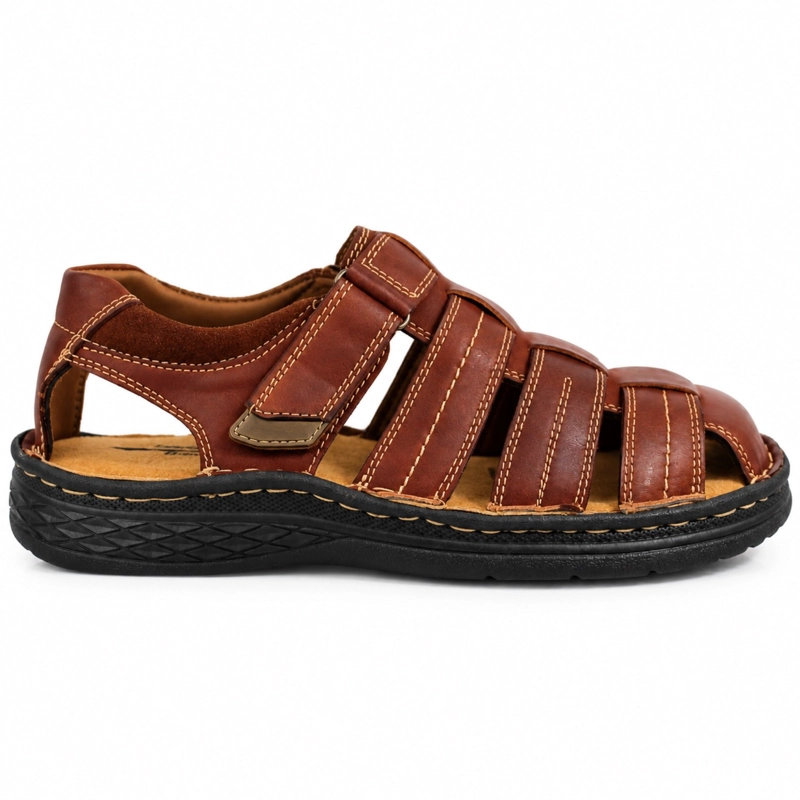 SANDALIA CUERO AJUSTE DE VELCRO - 1