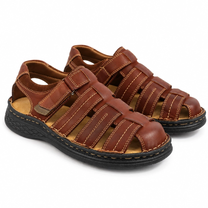 SANDALIA CUERO AJUSTE DE VELCRO - 2