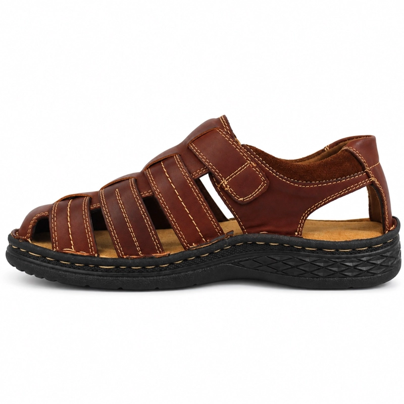 SANDALIA CUERO AJUSTE DE VELCRO - 5