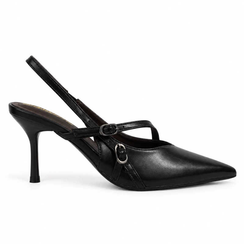 ZAPATO STILETTO TACON AGUJA PUNTIAGUDO ECOCUERO - 1