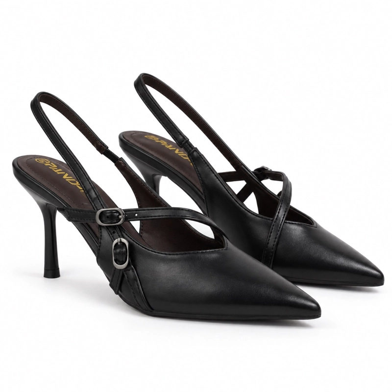 ZAPATO STILETTO TACON AGUJA PUNTIAGUDO ECOCUERO - 2