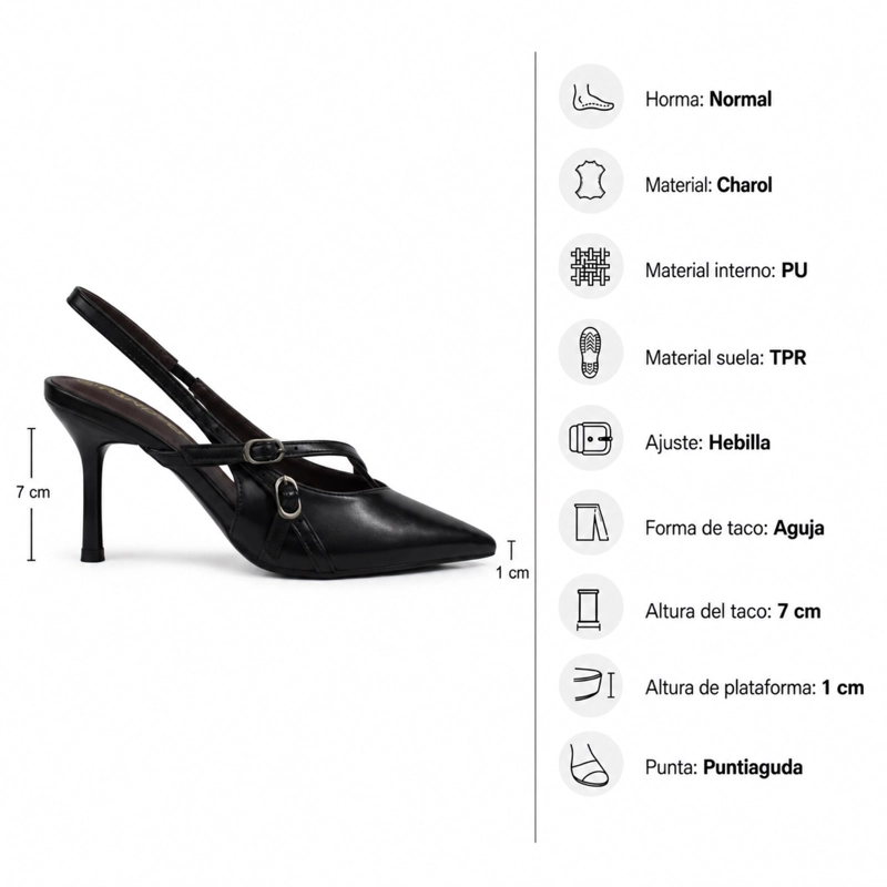 ZAPATO STILETTO TACON AGUJA PUNTIAGUDO ECOCUERO - 7