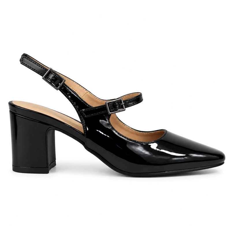 ZAPATO MARY JANE TACON CUADRADO CHAROL PG6059 Negro 38