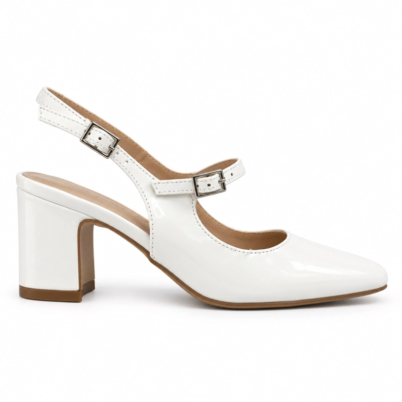 ZAPATO MARY JANE TACON CUADRADO CHAROL PG6059 Blanco 37