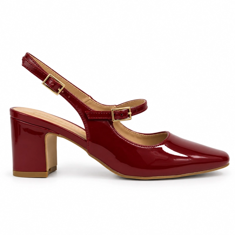ZAPATO MARY JANE TACON CUADRADO CHAROL PG6059 Rojo 36
