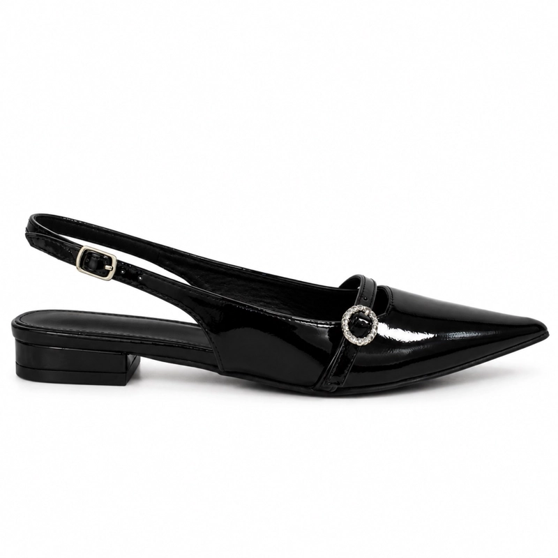 ZAPATO STILETTO TACO BAJO CHAROL EN PUNTA - 1