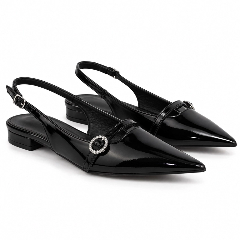 ZAPATO STILETTO TACO BAJO CHAROL EN PUNTA - 2
