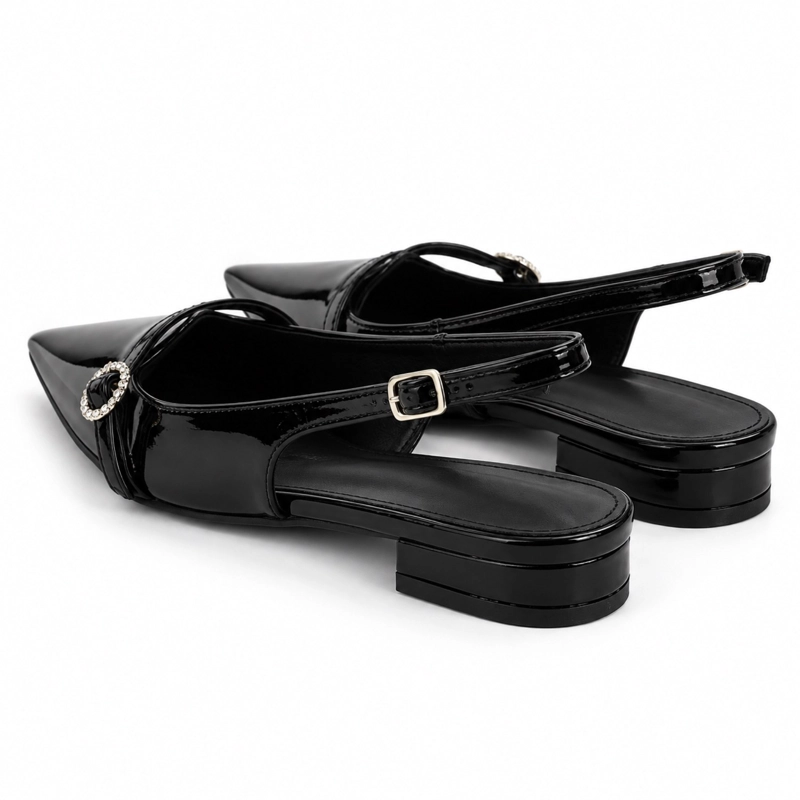 ZAPATO STILETTO TACO BAJO CHAROL EN PUNTA - 4