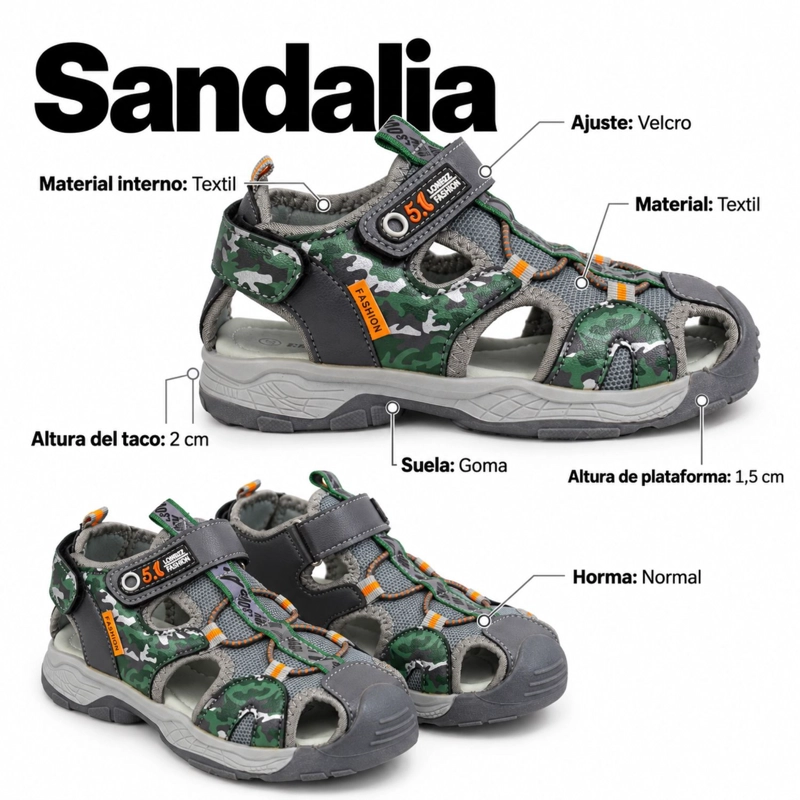 SANDALIA VERANO CON VELCRO H7349 31-36 - 7