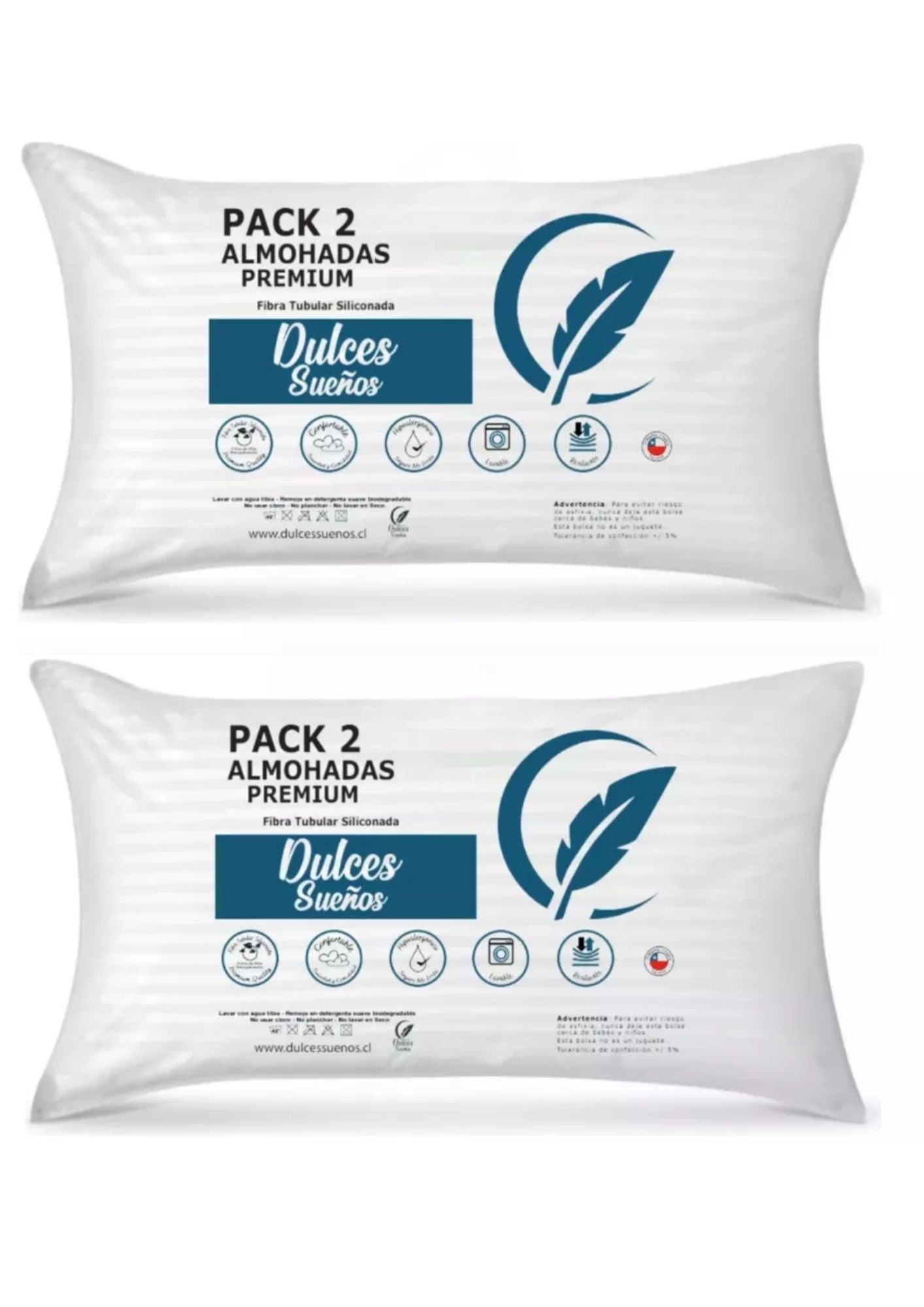 PACK 4 ALMOHADAS DULCES SUEÑOS KING 50X90CM PREMIUM - 1