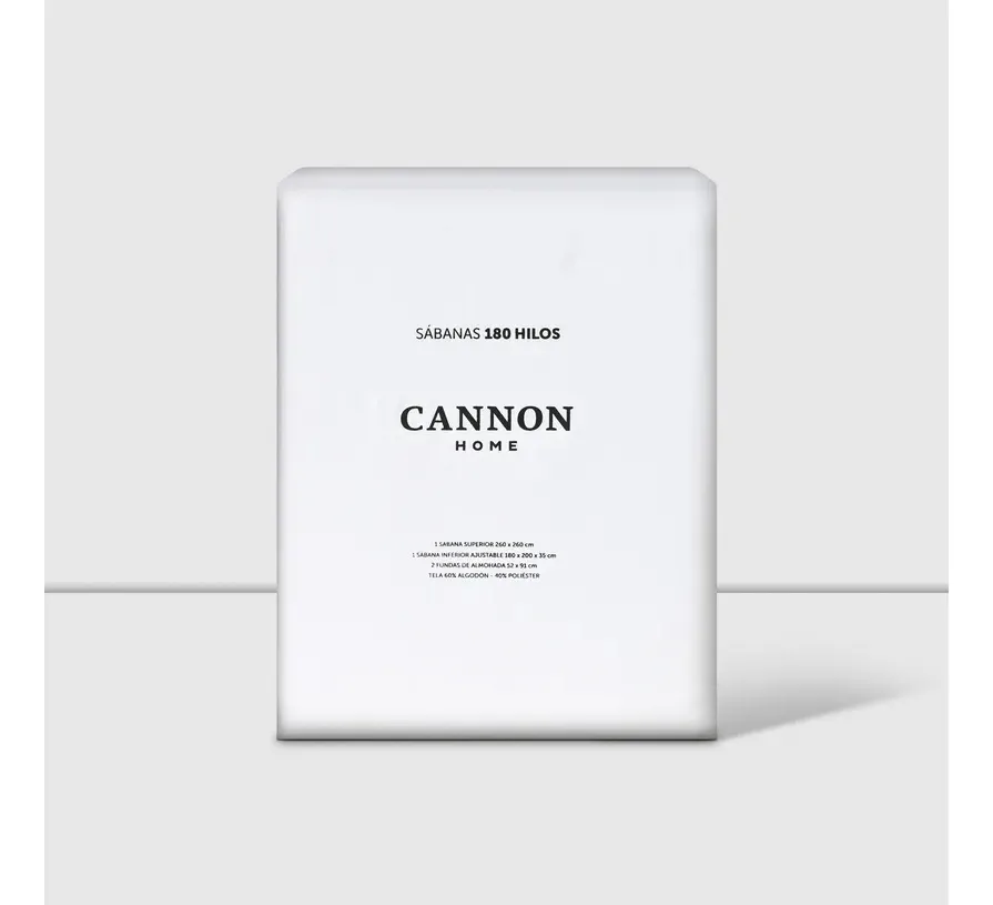 SÁBANAS CANNON 1.5 PLAZAS 180 HILOS LISO ACERO EN COLOR BLANCO - 1