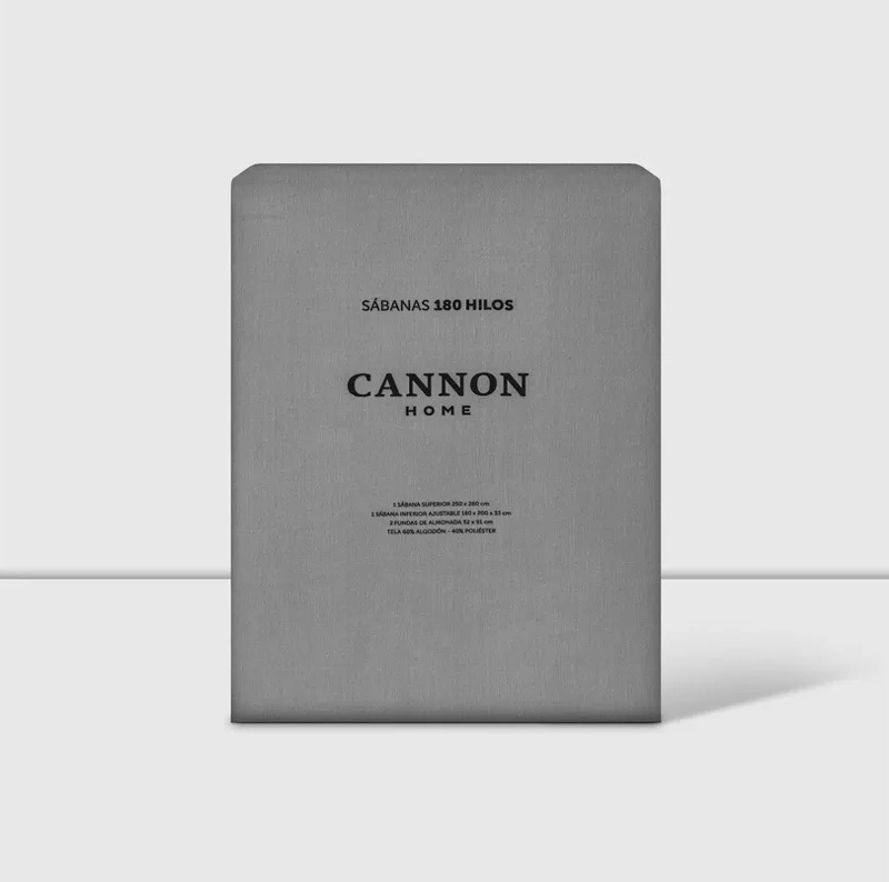 SÁBANAS CANNON 1.5 PLAZAS 180 HILOS LISO ACERO - 2