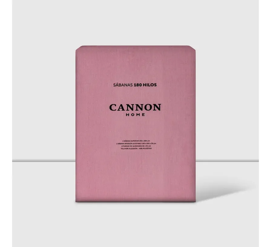 SÁBANAS CANNON 1.5 PLAZAS 180 HILOS LISO PALO ROSA - 1