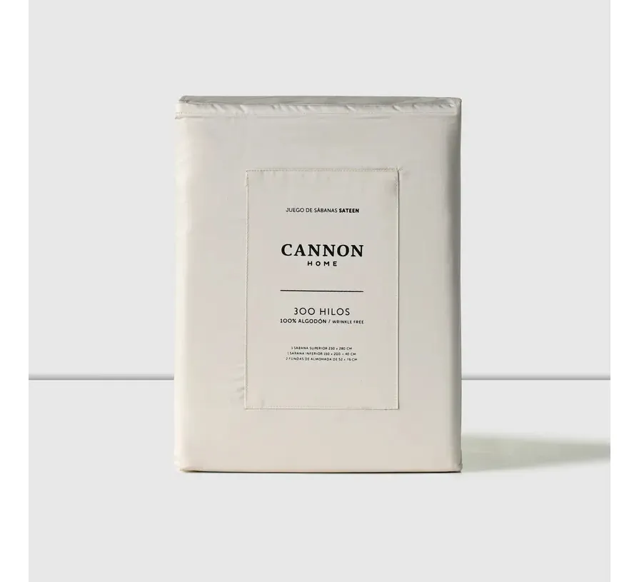 SABANAS 2 PLAZAS CANNON 300 HILOS 100% ALGODON ECRU - 1