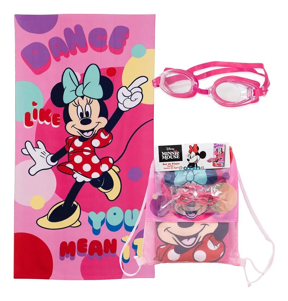 TOALLA DE PLAYA INFANTIL 70X140 CON LENTES DE AGUA MASHINI MINNIE DANC - 1