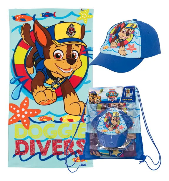 TOALLA DE PLAYA INFANTIL CON BOLSO 70X140 + JOCKEY MASHINI PWP DIVERS - 1