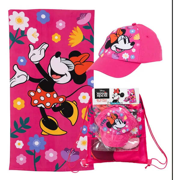 TOALLA DE PLAYA INFANTIL CON BOLSO 70X140 + JOCKEY MASHINI MINNI SPRING - 1