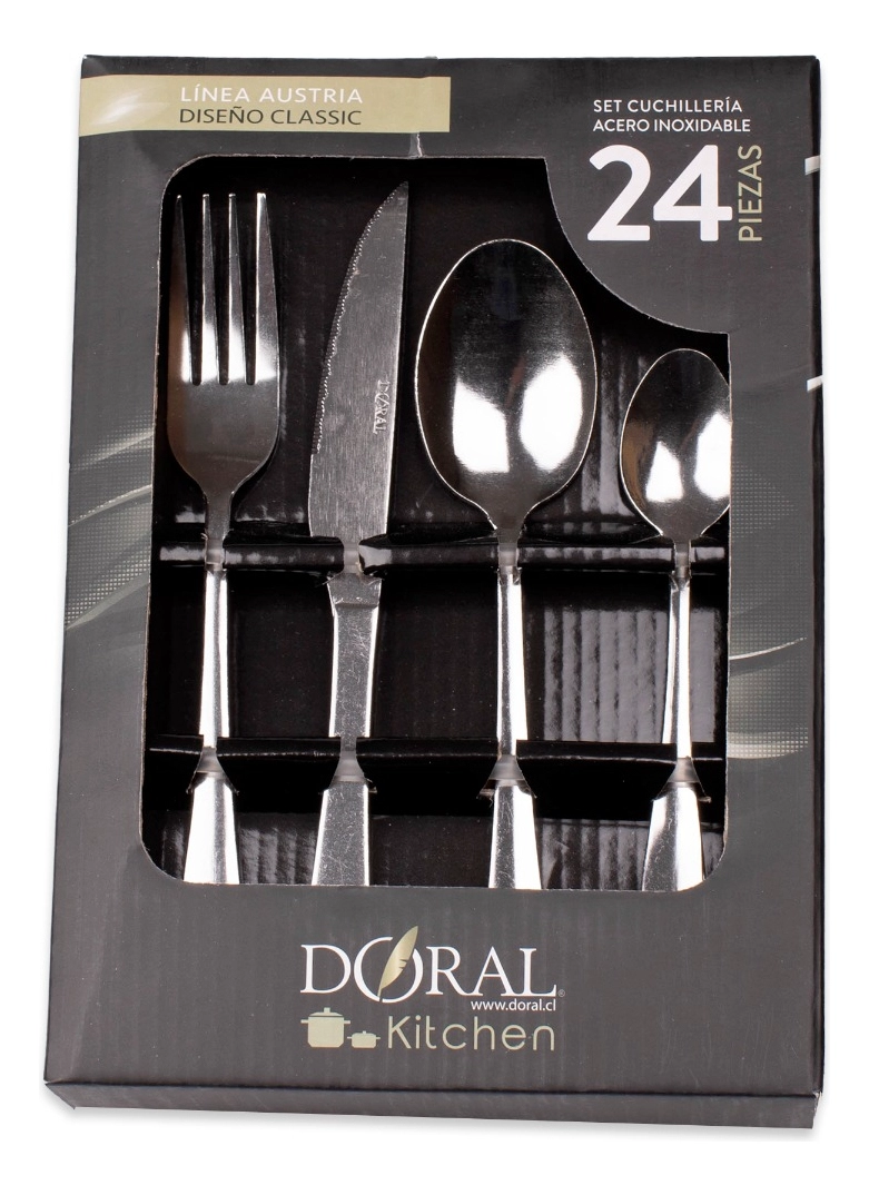 JUEGO CUCHILLERIA 24 PIEZAS 1.5 MM PLATEADO DORAL DISEÑO ROYAL - 1