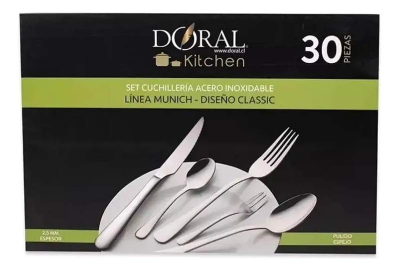 JUEGO CUCHILLERIA 30 PIEZAS 2.5 MM PLATEADO MUNICH DORAL CLASSIC - 1