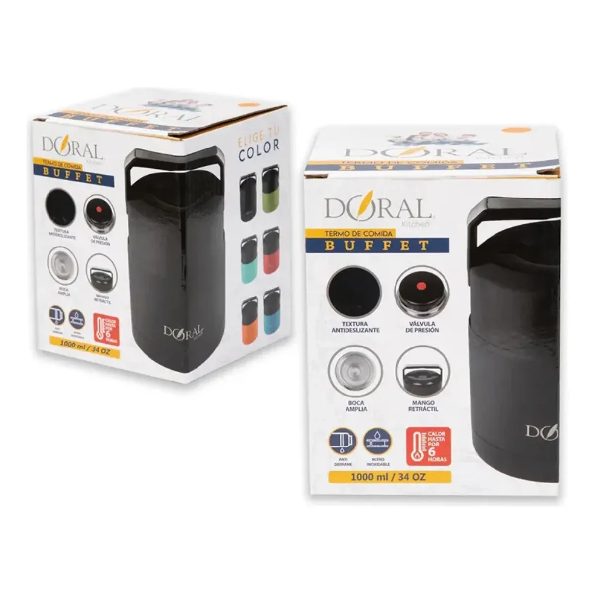 TERMO DE COMIDA BUFFET 1000ML MARCA DORAL NEGRO - 4