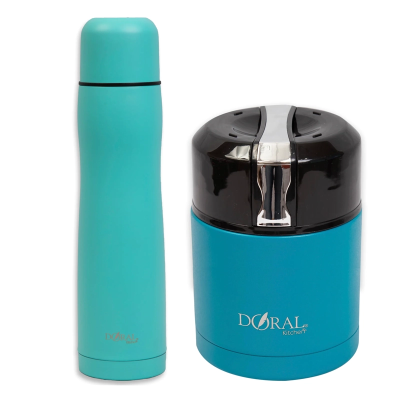 PACK TERMO COMIDA 600ML BUFFET + TERMO BALA 500ML DORAL TURQUESA/AZUL - 1