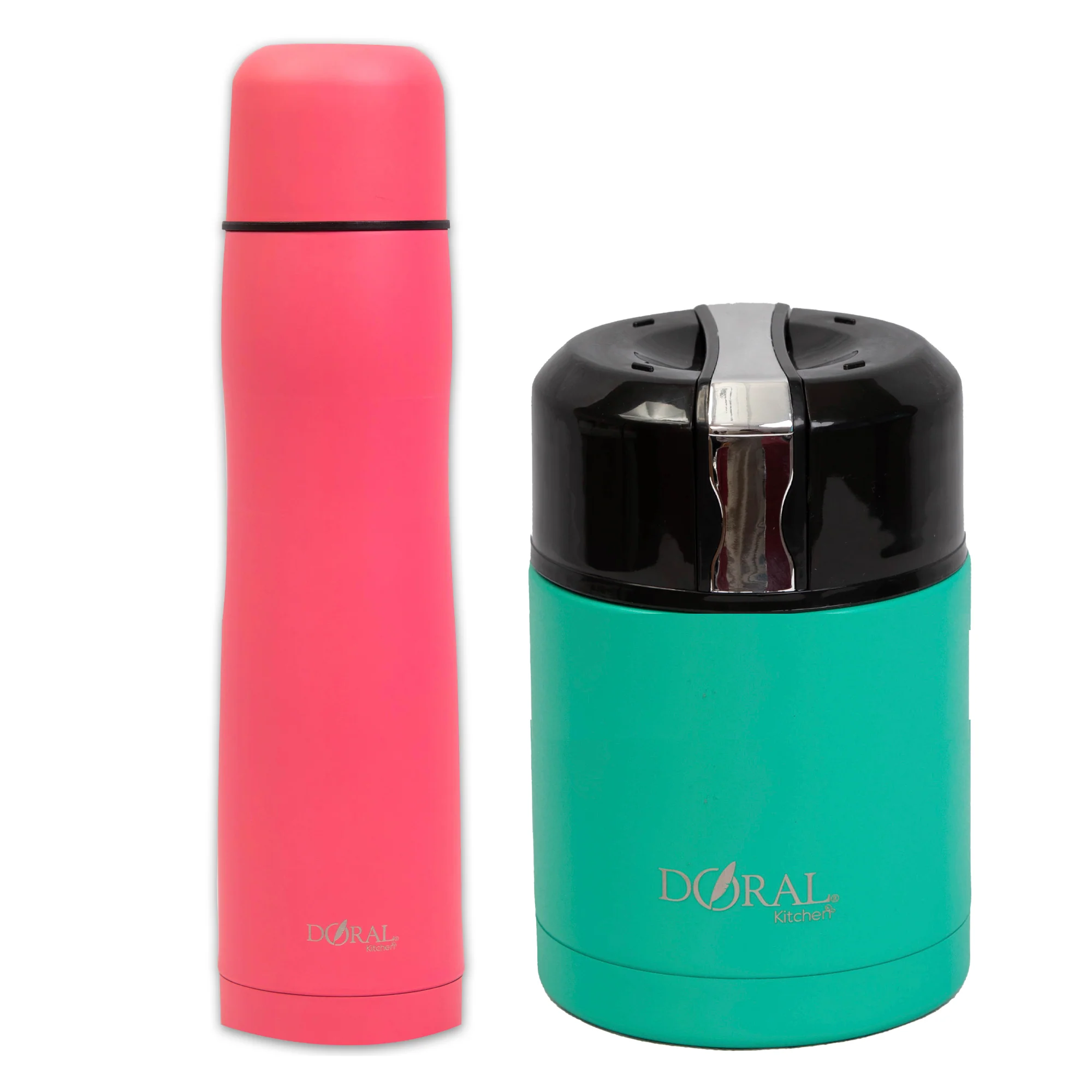 PACK TERMO COMIDA 600ML BUFFET + TERMO BALA 500ML DORAL TURQUESA/FUCSIA - 1