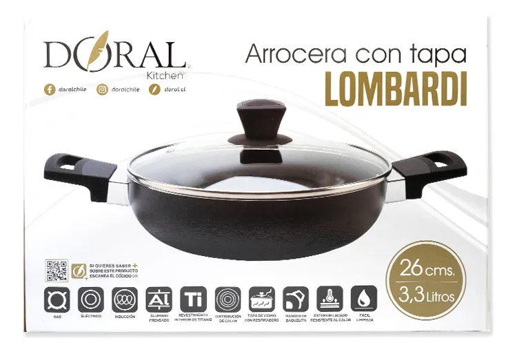 OLLA ARROCERA LOMBARDI ANTIADHERENTE MARCA DORAL NEGRO 26 CM - 4