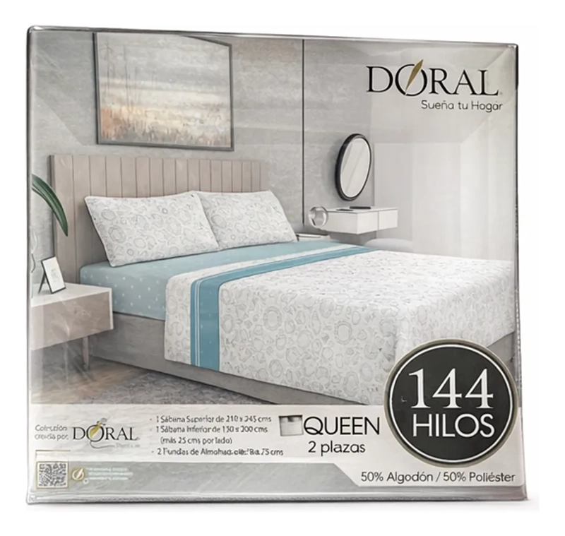 SABANA 2 PLAZA PREMIUM COMPOSE 144 HILOS PATTERN - 3