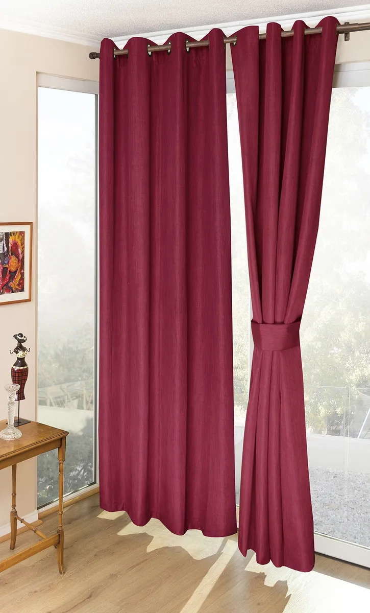 SET CORTINAS ARGOLLAS 4PZS BLACKOUT MELBOURNE DORAL 140X220 ROJO - 1