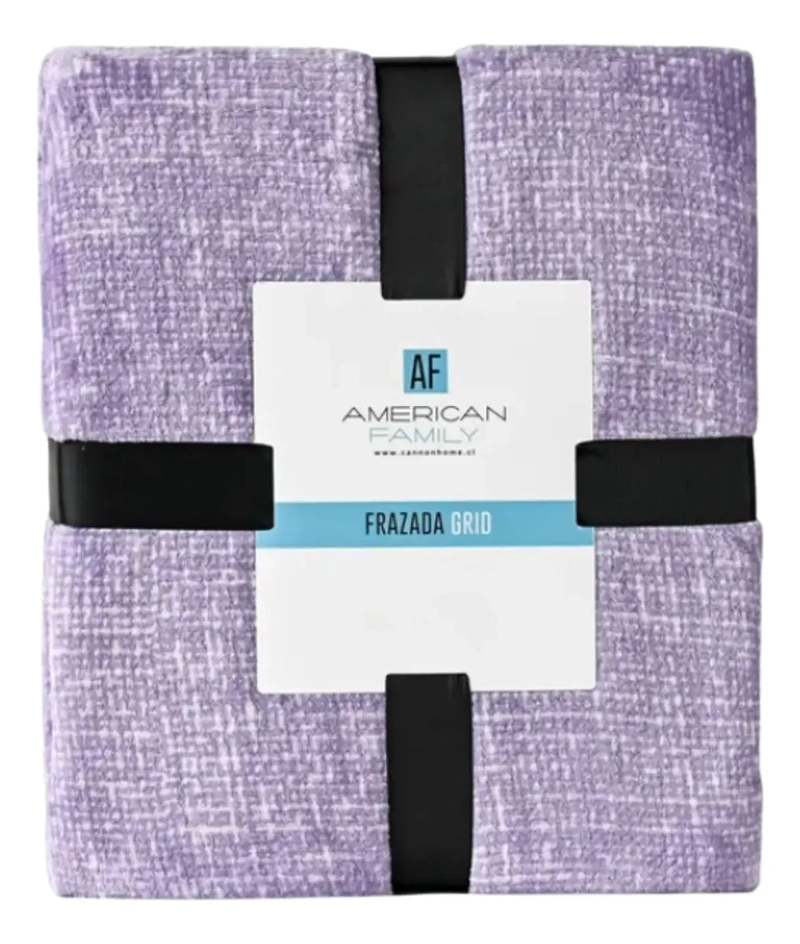 FRAZADA FLANNEL AMERICAN FAMILY GRID CANNON KING LILA - 1