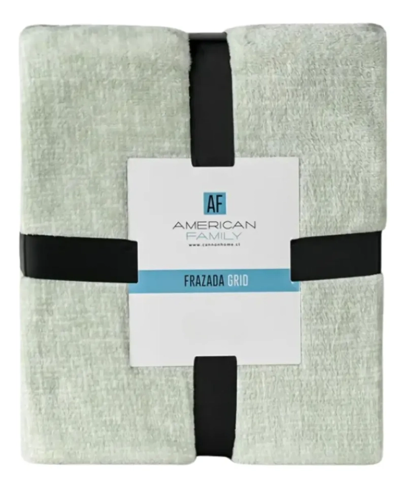 FRAZADA FLANNEL GRID AMERICAN FAMILY CANNON 2 PLAZA AQUA - 1