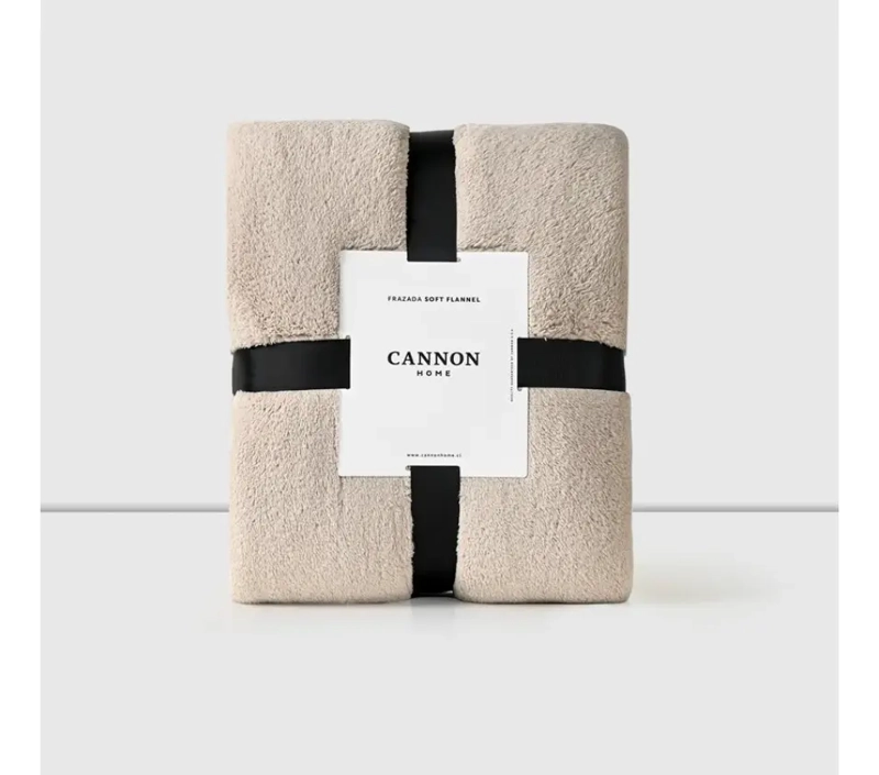 FRAZADA FLANNEL CANNON 2 PLAZAS BEIGE - 1