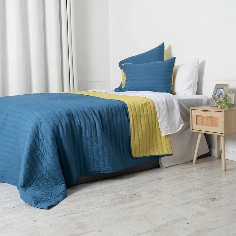 QUILT TOLEDO KING MASHINI DISEÑO MODERNO AZUL/AMARILLO - 1