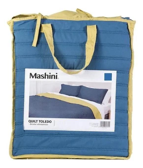 QUILT TOLEDO KING MASHINI DISEÑO MODERNO AZUL/AMARILLO - 2
