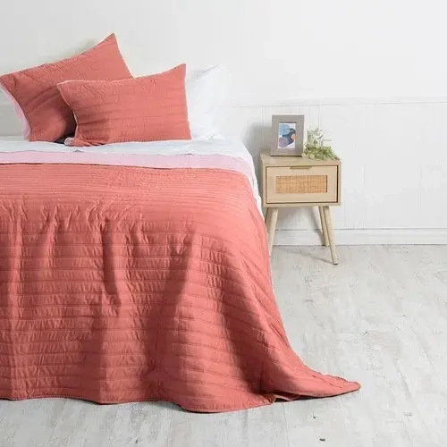 QUILT TOLEDO MASHINI 2 PLAZAS DISEÑO MODERNO TERRA/ROSADO - 1