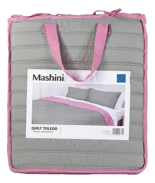 QUILT TOLEDO SINGLE (APTO 1PL- 1.5PL) MASHINI DISEÑO MODERNO VERDE/ROSADO - 2