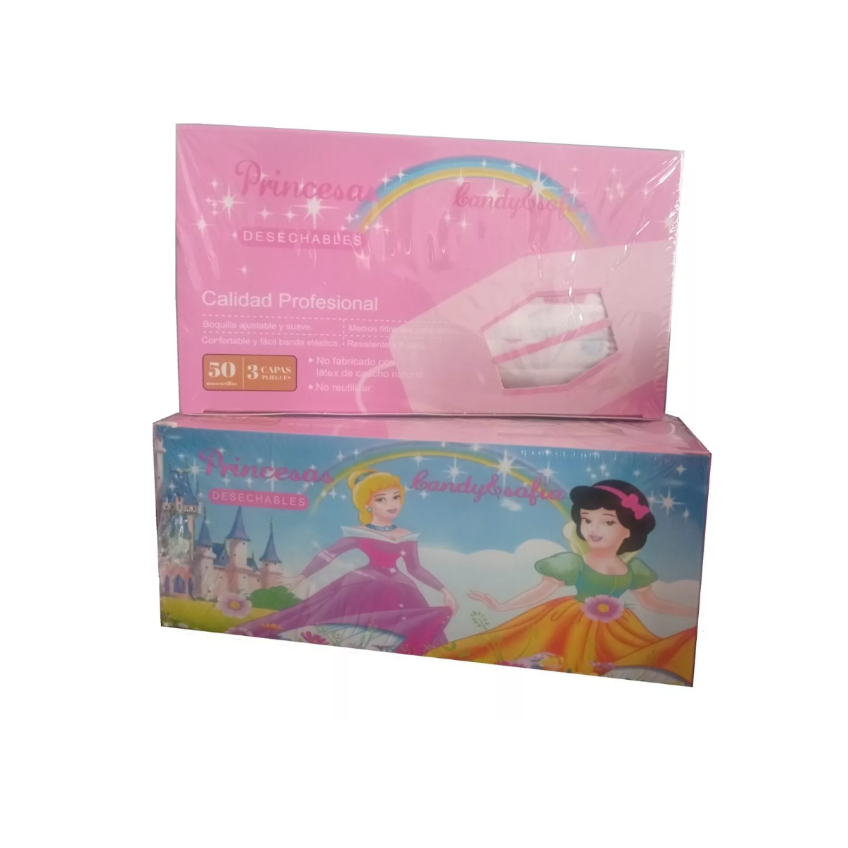 PACK 50 MASCARILLA DESECHABLE NIÑA 3 CAPAS PLIEGUES - 1