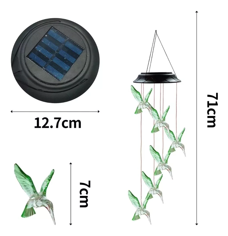COLGANTE SOLAR OKEIPO COLIBRÍ LUZ LED MULTICOLOR - 3